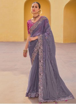 Grey Organza Classic Saree