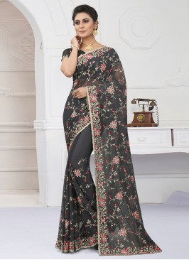 Grey Resham Reception Classic Saree