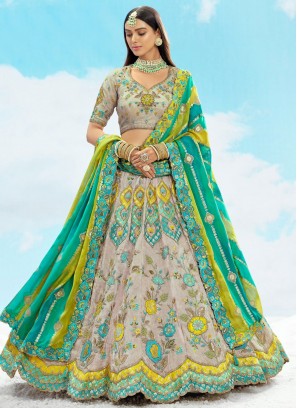 Grey Sequins A Line Lehenga Choli