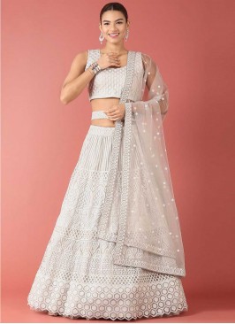 Grey Sequins Net Designer Lehenga Choli