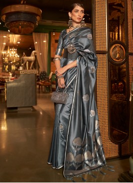 Grey Weaving Classic Saree