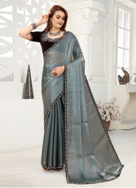 Grey Wedding Organza Trendy Saree