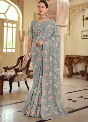 Grey Wedding Trendy Saree
