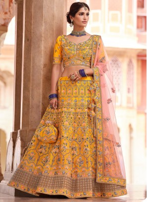 Gripping Faux Crepe Engagement Lehenga Choli