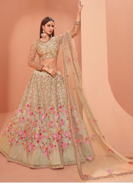 Groovy Embroidered Green Net Designer Lehenga Choli