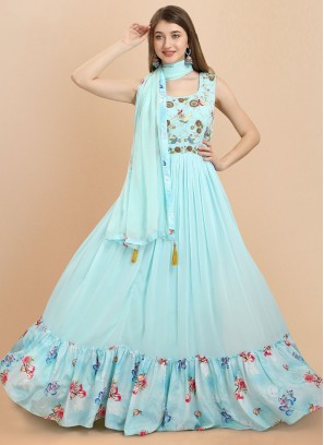Groovy Handwork Party Readymade Gown
