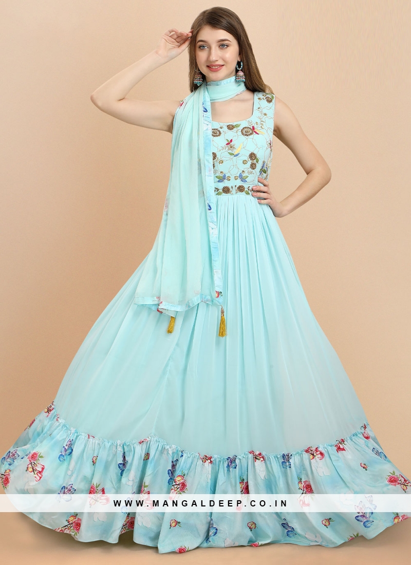 Groovy Handwork Party Readymade Gown