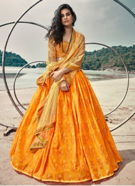 Groovy Mustard Organza Lehenga Choli