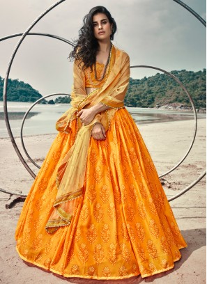 Groovy Mustard Organza Lehenga Choli
