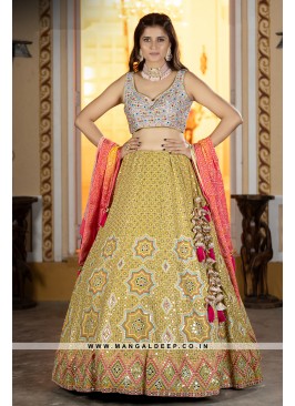 Handcrafted Georgette Ensemble with Vibrant Resham Embroidery