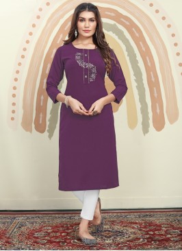 Handloom Cotton Purple Thread Casual Kurti