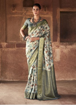 Handloom silk Multi Colour Weaving Trendy Saree