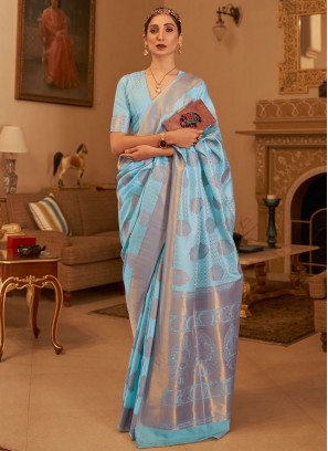 Handloom silk Traditional Designer Saree in Blue