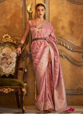 Handloom silk Traditional Saree in Pink