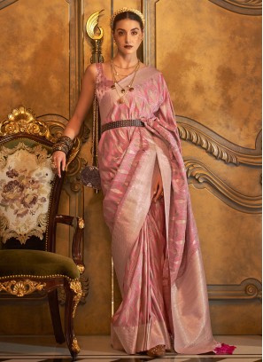 Handloom silk Traditional Saree in Pink