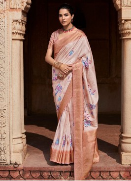 Handloom silk Woven Cream Saree