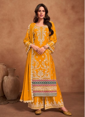 Haute Embroidered Chinon Trendy Salwar Suit