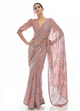 Haute Mauve  Thread Georgette Designer Saree