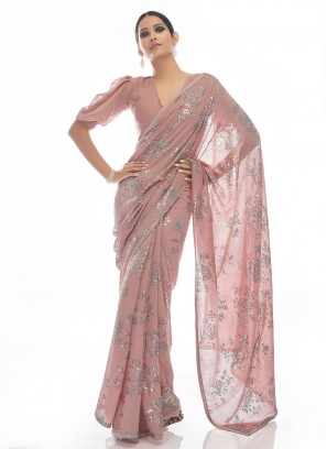 Haute Mauve  Thread Georgette Designer Saree