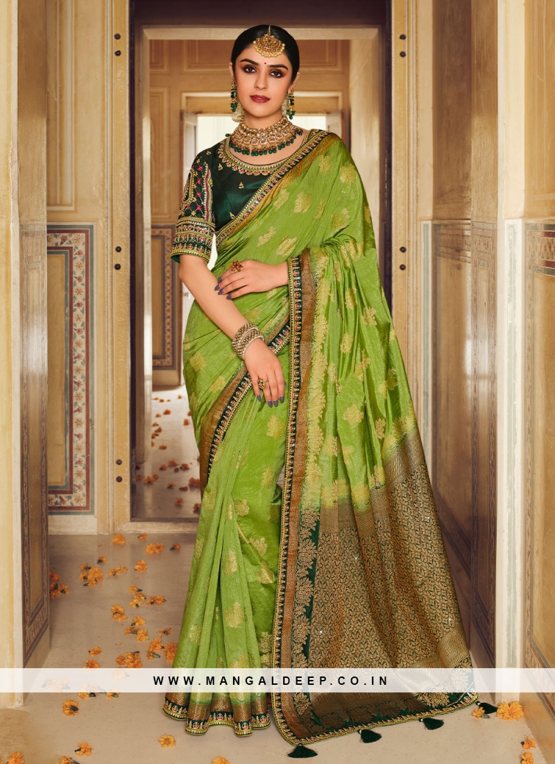 Heavenly Green Lace Classic Saree