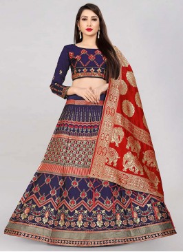 Heavenly Jacquard Work Navy Blue Trendy Lehenga Choli