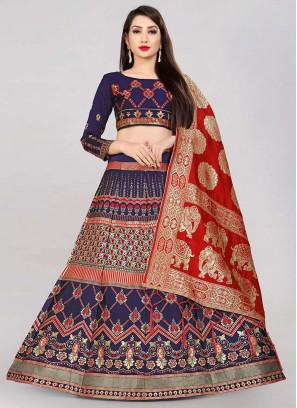Heavenly Jacquard Work Navy Blue Trendy Lehenga Choli