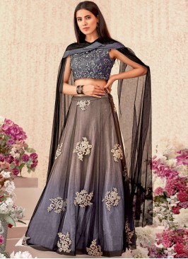 Heavenly Net Thread Work Beige and Grey Trendy Designer Lehenga Choli