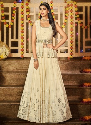 Heavenly Off White A Line Lehenga Choli