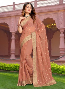 Heavenly Orange Zari Classic Saree