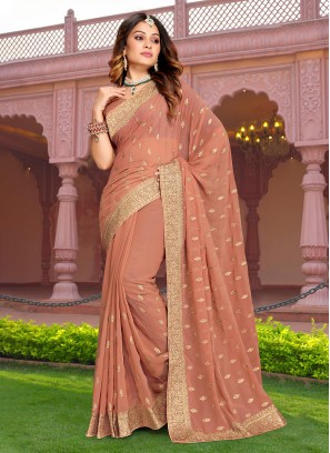 Heavenly Orange Zari Classic Saree