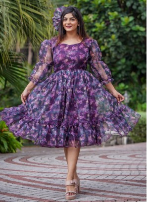 Heavenly Purple Mehndi Readymade Gown