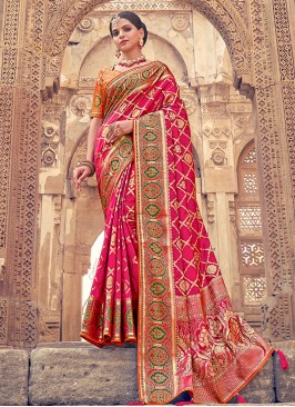Heavenly Silk Weaving Pink Contemporary Saree