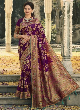 Heavenly Swarovski Purple Trendy Saree