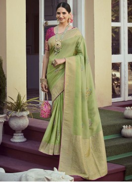Heavenly Weaving Art Silk Green Classic Saree