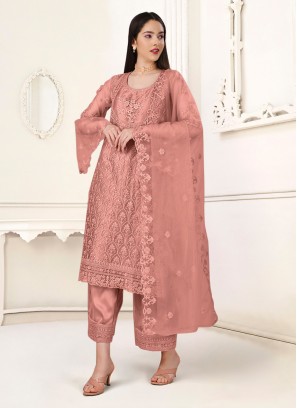 Honourable Embroidered Peach Trendy Salwar Kameez 