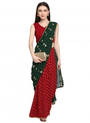 Honourable Red Print Contemporary Style Saree