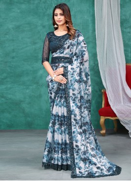 Honourable Silk Aqua Blue Trendy Saree