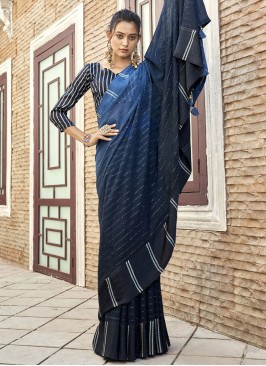 Honourable Viscose Border Navy Blue Contemporary Saree