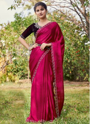 Hot Pink Color Saree