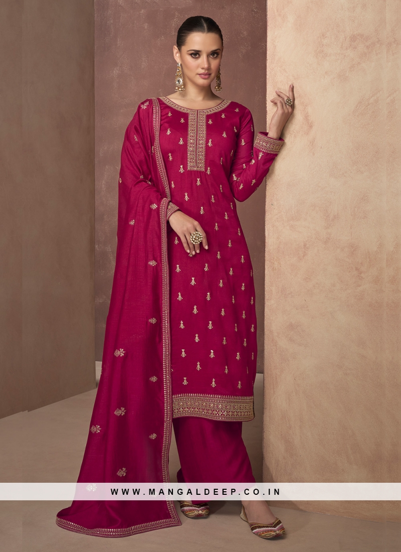 Banarasi Art Silk Pink Salwar Suit - Dial N Fashion