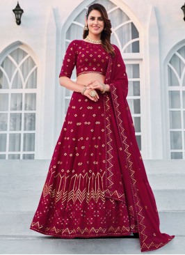 Hot Pink Georgette Festival Designer Long Lehenga 