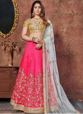 Hot Pink Resham Wedding Lehenga Choli