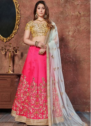 Hot Pink Resham Wedding Lehenga Choli