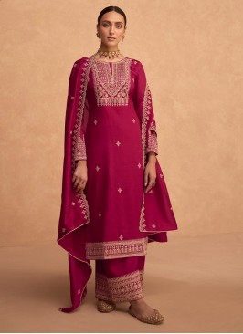 Hot Pink Zari Palazzo Salwar Kameez