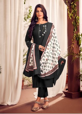 Hypnotic Cotton Handwork Black Pant Style Suit