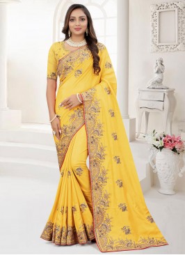 Hypnotic Mustard Resham Traditional Saree