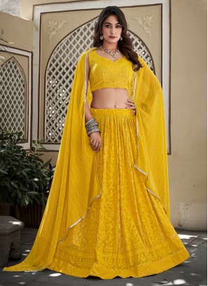 Hypnotic Yellow Sequins Designer Lehenga Choli