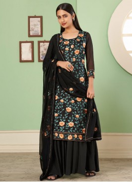 Hypnotizing Sequins Georgette Black Trendy Salwar Suit