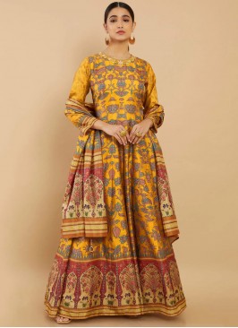 Ideal Digital Print Silk Designer Gown