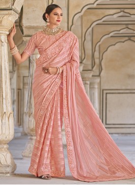 Ideal Fancy Fabric Embroidered Pink Classic Saree